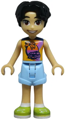 Friends Niko - Bright Light Orange Sleeveless Shirt, Bright Light Blue Shorts, Lime Shoes