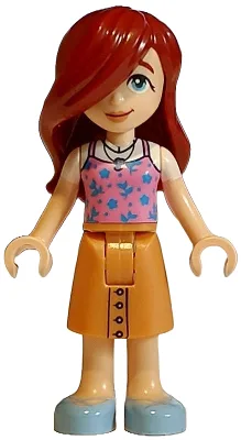Friends Paisley - Bright Pink Tank Top, Nougat Skirt Mid-Length, Bright Light Blue Shoes