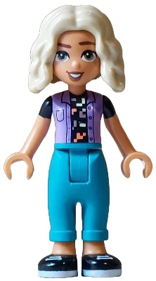 Friends Nova - Medium Lavender Vest over Black Shirt, Dark Turquoise Trousers, Tan Hair