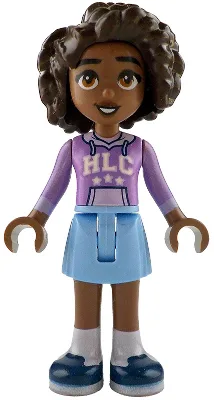 Friends Aliya - Medium Lavender Hoodie, Bright Light Blue Skirt, Dark Blue Shoes