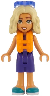 Friends Nova - Medium Lavender Sleeveless Hoodie with Dachshund, Dark Purple Shorts, Dark Turquoise Shoes, Orange Life Jacket, Trans-Purple Sunglasses