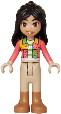 Friends Liann - Coral Patchwork Jacket, Tan Trousers with Medium Nougat Boots