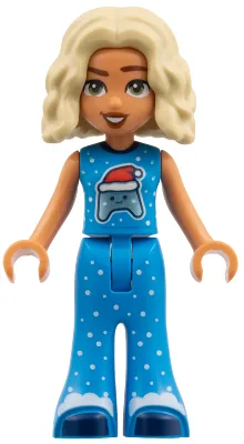 Friends Nova – Dunkelblaues Outfit mit fallendem Schnee und Gamecontroller in Weihnachtsmannmütze