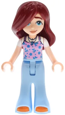 Friends Paisley - Bright Pink Tank Top, Bright Light Blue Trousers Bell-Bottoms, Orange Shoes