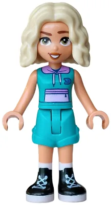 Friends Nova - Dark Turquoise Sleeveless Hoodie and Shorts Folded Hem, Black Boots