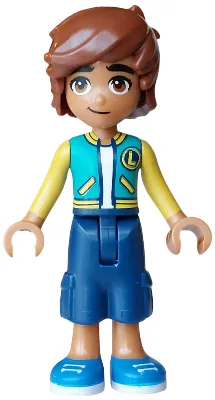 Friends Leo - Dark Turquoise and Yellow Jacket, Dark Blue Cropped Trousers, Blue Shoes
