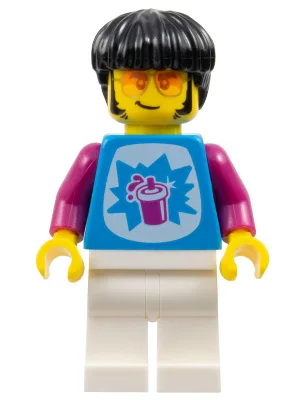Guitarist - Male, Dark Azure Shirt with Slushy Cup, White Legs, Black Bowl Cut Hair, Sunglasses