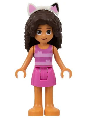 Gabby - Dark Pink and Bright Pink Striped Tank Top, Dark Pink Skirt