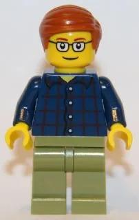 Plaid Button Shirt, Olive Green Legs, Dark Orange Smooth Hair