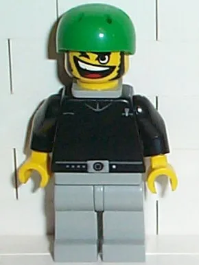 Skateboarder, Black Shirt, Light Gray Legs, with Back Stud