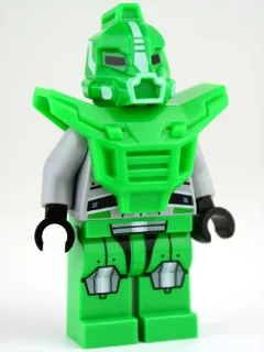 Hellgrüner Roboter-Sidekick mit Rüstung