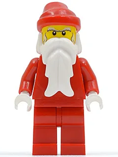 Weihnachtsmann, rote Beine, weiße buschige Augenbrauen