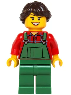 Overalls Farmer Green, Dark Brown French Braided Female Hair