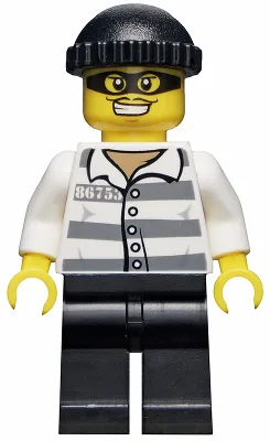 Police - Jail Prisoner 86753 Prison Stripes, Black Knit Cap, Mask