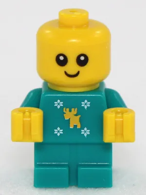 Baby - Dark Turquoise Body with Moose and Snowflakes and Yellow Hands