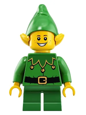 Elf - Green Scalloped Collar with Bells, Freckles, Open Mouth Smile with Teeth