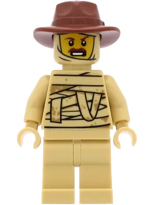 Tractor Driver - Tan Mummy Costume, Reddish Brown Fedora Hat