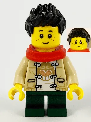Child - Boy, Tan Tang Jacket, Dark Green Short Legs, Black Spiked Hair, Freckles, Red Scarf