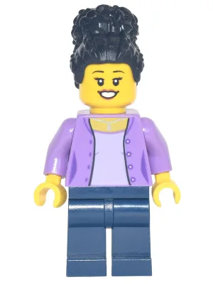 Mom - Medium Lavender Jacket, Dark Blue Legs, Black Coiled Hair