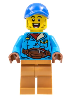 Man, Blue Cap, Dark Azure Jacket, Medium Nougat Legs