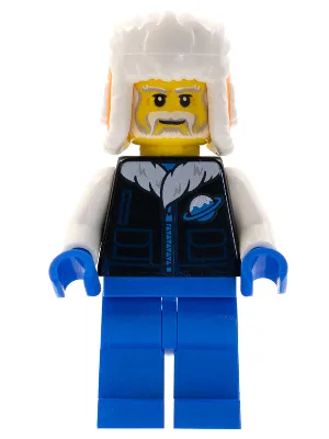 Man, Orange Ushanka Hat, Black Ice Planet Coat, Blue Legs
