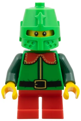 Elf - Groene jas met rode kraag, felgroene helm Kasteel