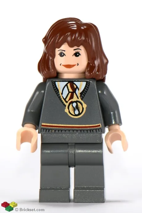 Hermine Granger – Gryffindor-Streifen-Torso mit Zeitumkehrer-Halskette, dunkelblaugraue Beine