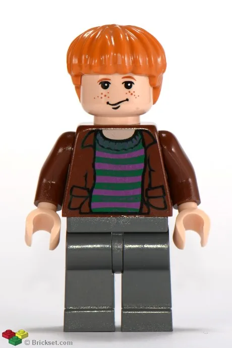 Ron Weasley – Braunes offenes Hemd und gestreifter Pullover