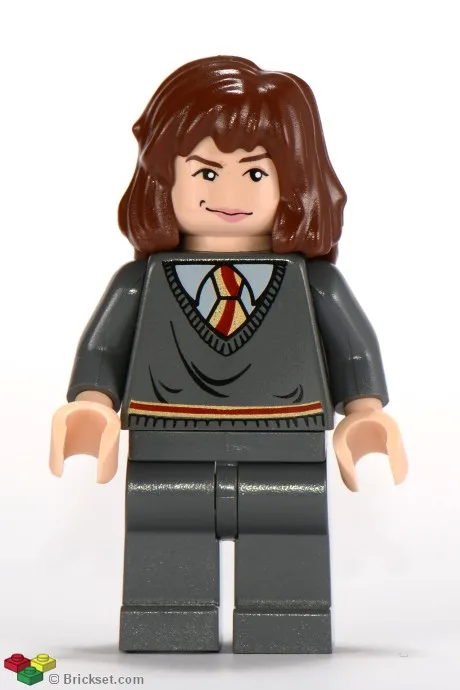 Hermine Granger – Gryffindor-Streifen am Oberkörper, dunkelblaugraue Beine, schlafendes/waches Gesicht