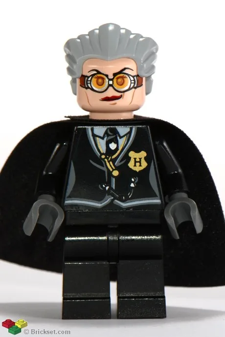 Madam Rolanda Hooch – Schwarzes Outfit, hellbraune Kopfbedeckung, gestärkter Umhang