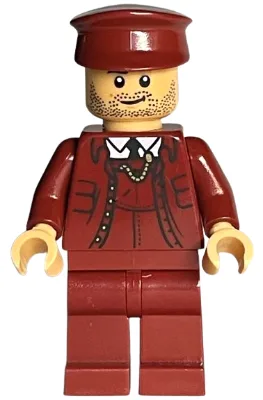 Train Conductor - Male, Dark Red Suit and Hat, Medium Tan Head
