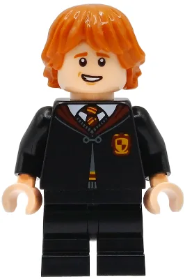 Ron Weasley – Gryffindor-Umhang geschlossen, schwarze, mittellange Beine, offenes Lächeln