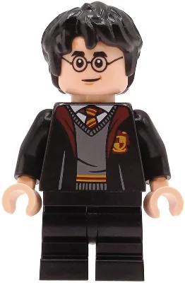 Harry Potter – Gryffindor-Umhang offen, schwarze, mittellange Beine, dichtes und unordentliches Haar