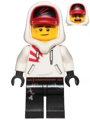 Jack Davids - White Hoodie with Cap and Hood (Lopsided Smile / Scared)