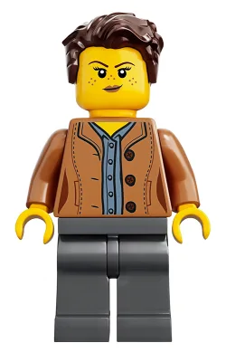 Mom, Freckles, Medium Nougat Jacket, Dark Brown Hair Swept Left Tousled