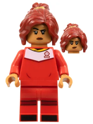 Soccer Player, Female, Red Uniform, Medium Nougat Skin, Dark Red Ponytail
