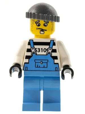Xtreme Stunts Brickster Handlanger mit mittelblauer Latzhose Nr. 1, dunkelblaugraue Strickmütze