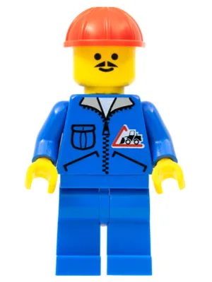 Bulldozer-Logo – Blaue Beine, roter Bauhelm