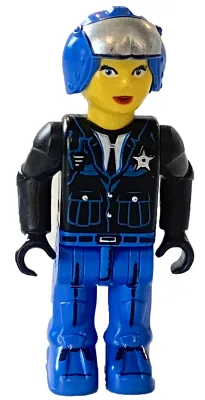 Polizei - Blaue Beine, schwarze Jacke, blauer Helm (weiblich)