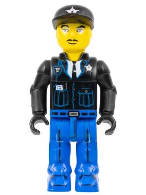 Police - Jambes bleues, veste noire, casquette noire avec étoile (4154543)