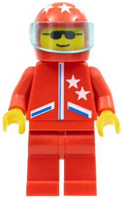 Jas 2 Sterren Rood - Rode Broek, Rode Helm 7 Witte Sterren, Trans-Lichtblauw Vizier