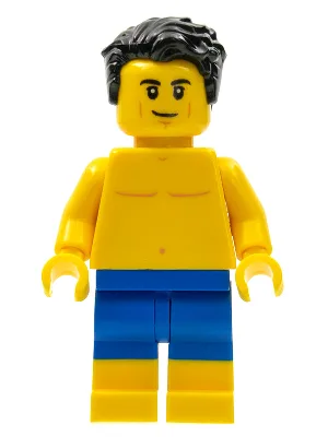 LEGOLAND Park Male, Black Hair, Bare Chest, Blue Swimsuit