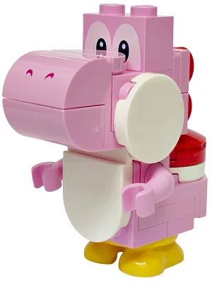 Pink Yoshi - White Tile, Round 2 x 2 Half Circle Extended on Front