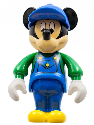 Mickey-Mouse-Figur mit blauem Overall, grünen Ärmeln und blauer Mütze (4141369)