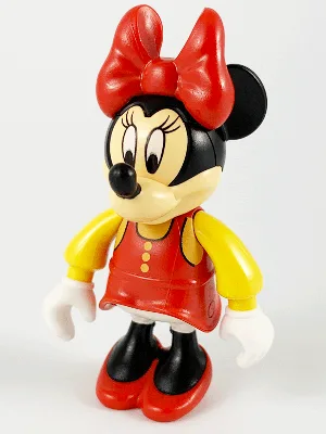 Minnie-Maus-Figur mit rotem Kleid, gelben Ärmeln und roten Schuhen (4144107)
