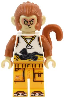 Monkey King - White Tank Top, Bright Light Orange Racing Suit