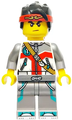 Monkie Kid - White Jacket with Zippers, Flat Silver Legs