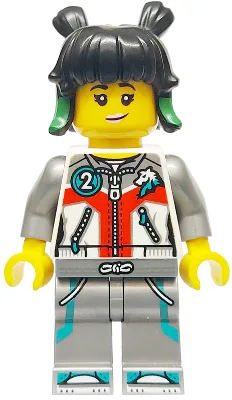 Mei - White Jacket with Zippers, Flat Silver Legs