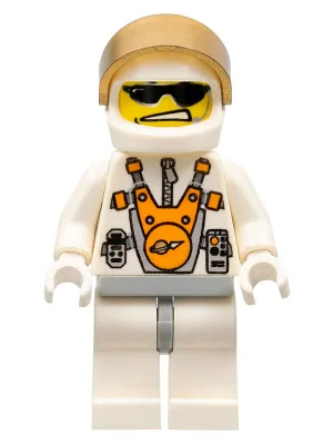 Astronaute en mission sur Mars avec casque et lunettes de soleil, sourire en coin et casque audio