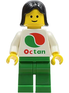 Octan – Weißes Logo, grüne Beine, schwarzes weibliches Haar